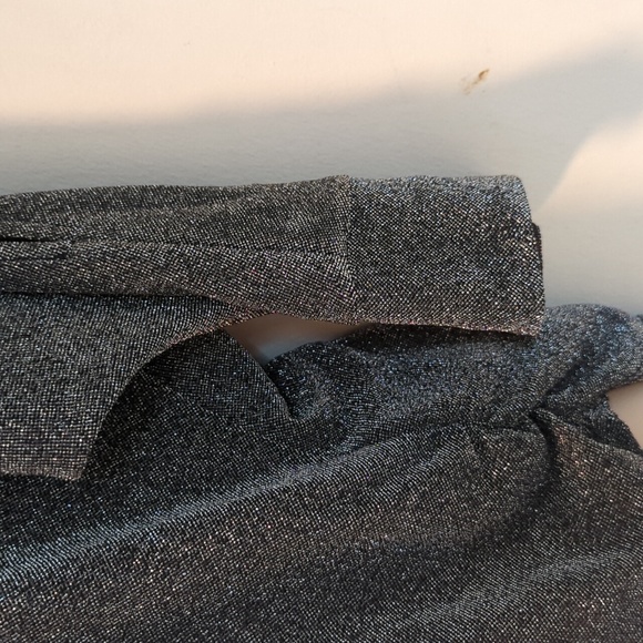 Velvet by Graham & Spencer Silver Metallic Sparkly Dolman Split Sleeve Top - Picture 12 of 15